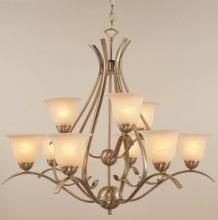  9289 BN - Aspen 35-In., 2-Tier, 9-Shade Chandelier with Chain